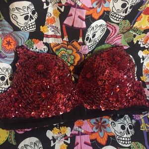 Red Sequin Rave Bra *final price!